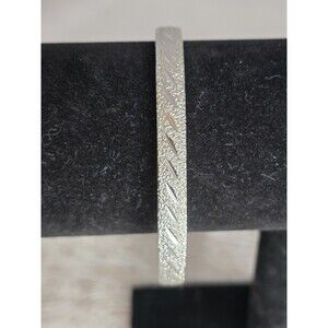 Vintage Monet Textured Silver Tone Bangle Bracelet Diamond Cut Etched #126